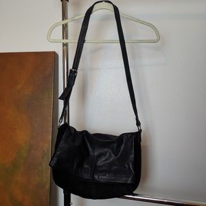 Topshop Faux Leather & Suede Black Messenger